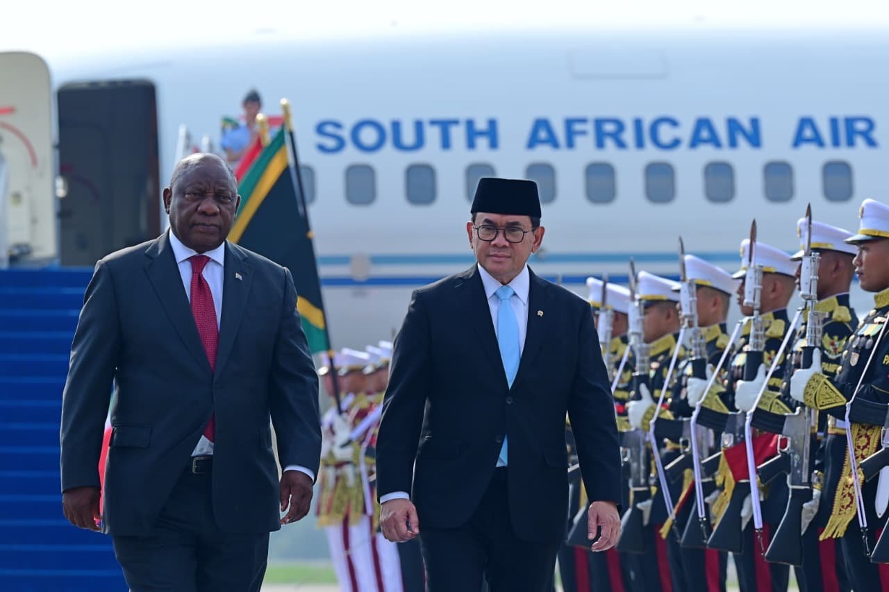 Presiden Afrika Selatan Matamela Cyril Ramaphosa Tiba di Jakarta untuk Kunjungan Kenegaraan